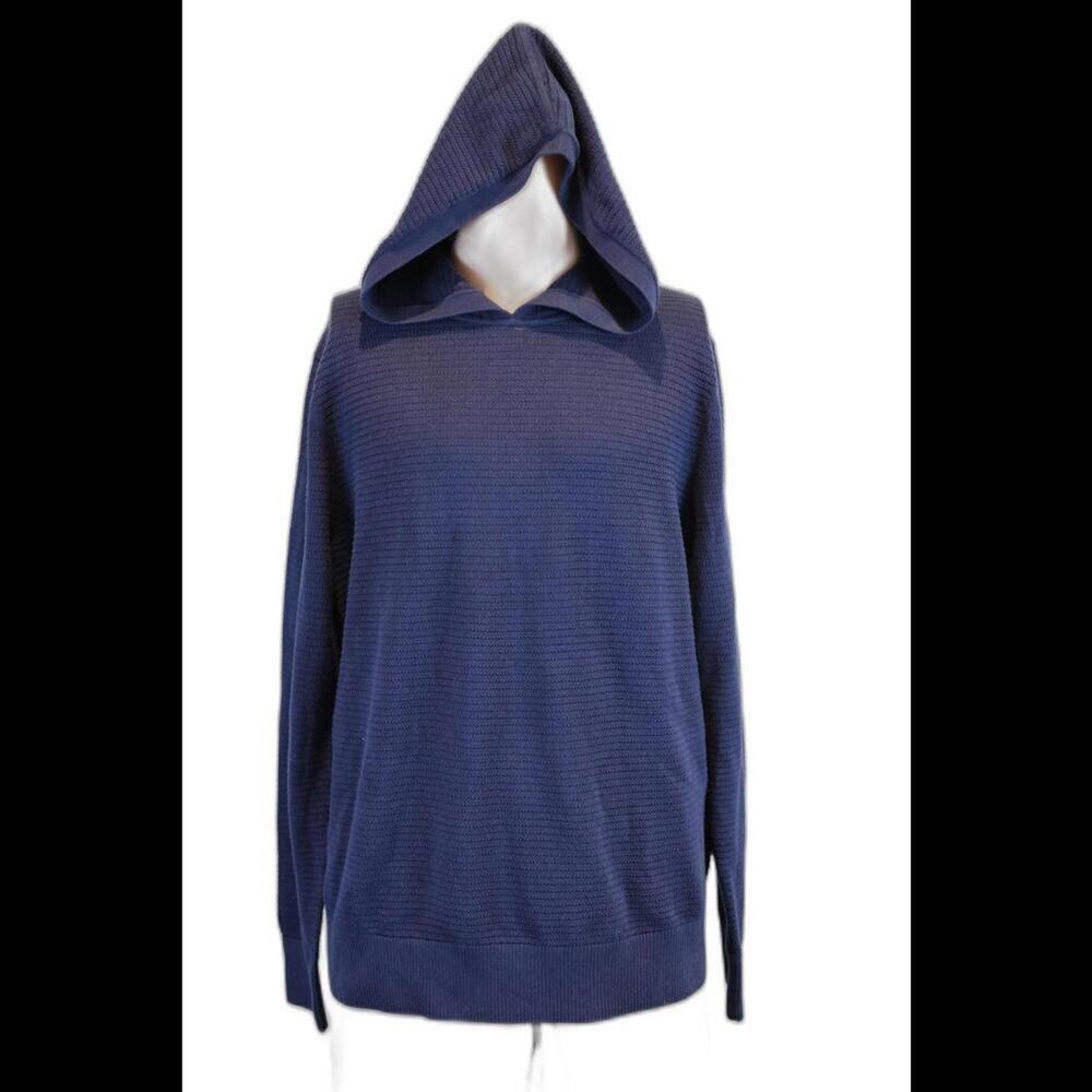 Banana Republic Cozy Striped Navy Hooded Sweatshirt Supima Cotton